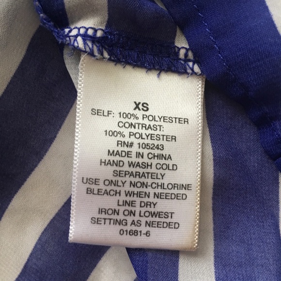 Blue striped short sleeve open shoulder top - Picture 3 of 3